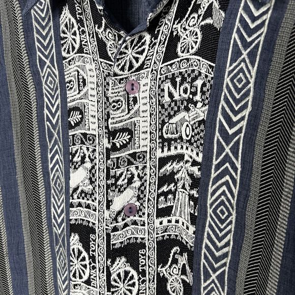 Vintage Husky Club Shirt Button Up Gray Blue Embroidered Men's Size Large - Picture 2 of 11